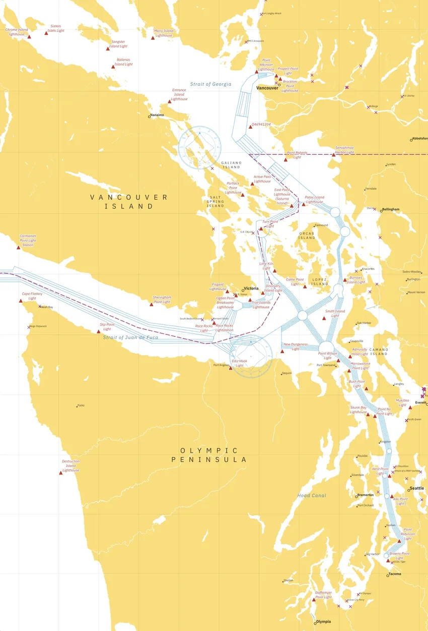 Salish Sea printed nautical chart