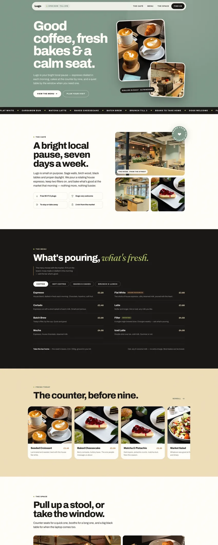 Lugo — bakery and coffee shop website
