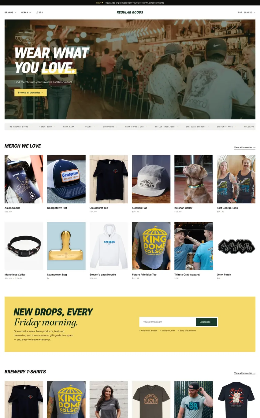 Regular Goods — merch marketplace for independent breweries